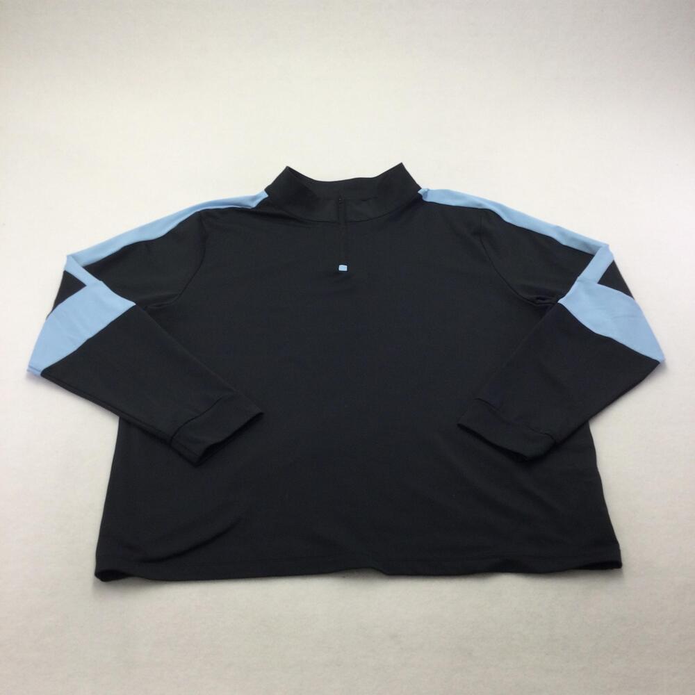 Grayson & Dunn Pullover Mens Large Black Blue 1/4 Zip Golf Mock Neck Stretch
